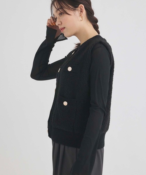 Edit Sheen（エディットシーン）の「ループヤーンニットベスト（ベスト・レディース・アイボリー/ブラック/グレー・M）」の13枚目の写真