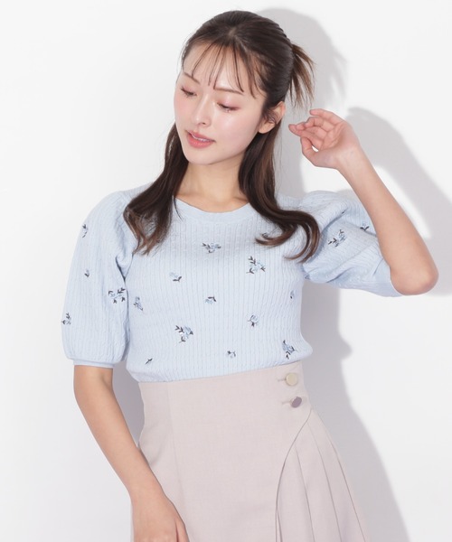 セール】◇フラワーエンブロイダリーコンパクトニット（ニット