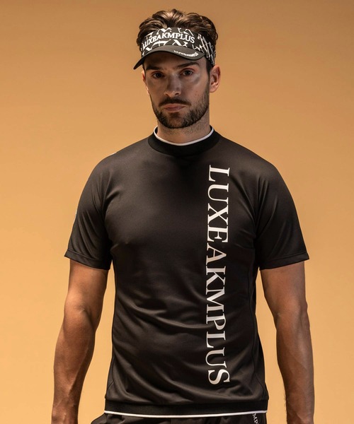 LUXEAKMPLUS(リュクスエイケイエムプラス)の「LUXEAKMPLUS(リュクスエイケイエムプラス)ゴルフ バーチカルロゴ 半袖モックネックTシャツ(吸水 / UVカット)(Tシャツ/カットソー・メンズ・ブラック/カーキ/ホワイト・S/M/L/XL/XXL)」の19枚目の写真