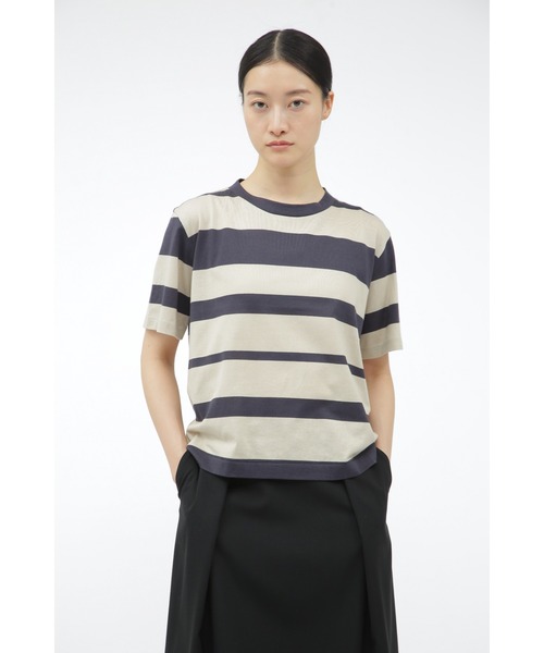 COTTON LINEN STRIPE JERSEY（Tシャツ/カットソー）｜MARGARET