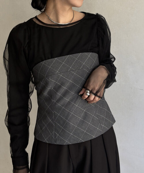 CAPRICIEUX LE'MAGE（カプリシューレマージュ）の「バックリボンベアビスチェ（シャツ/ブラウス・レディース・ブラック/グレー/ベージュ・FREE）」の20枚目の写真