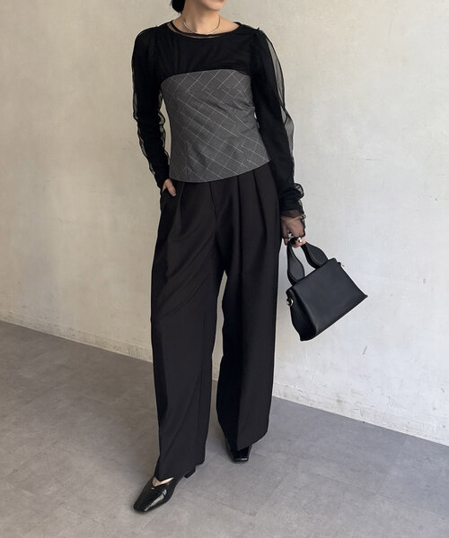 CAPRICIEUX LE'MAGE（カプリシューレマージュ）の「バックリボンベアビスチェ（シャツ/ブラウス・レディース・ブラック/グレー/ベージュ・FREE）」の21枚目の写真