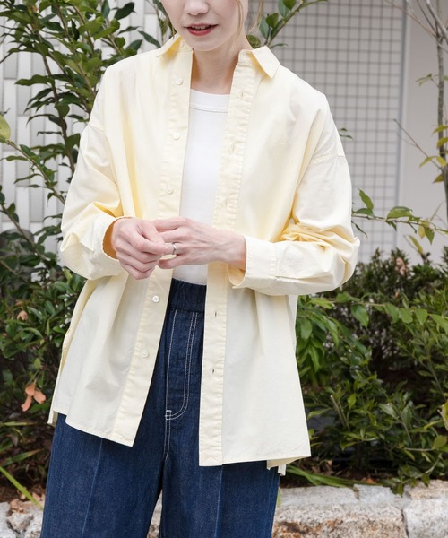 FORK&SPOON（フォークアンドスプーン）の「FORK&SPOON　ガーメントダイロングスリーブシャツ（シャツ/ブラウス・レディース・ブルー系その他/イエロー/ライトグレー・1）」の3枚目の写真