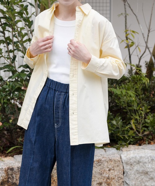 FORK&SPOON（フォークアンドスプーン）の「FORK&SPOON　ガーメントダイロングスリーブシャツ（シャツ/ブラウス・レディース・ブルー系その他/イエロー/ライトグレー・1）」の4枚目の写真