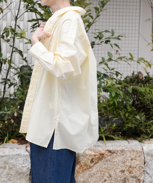 FORK&SPOON（フォークアンドスプーン）の「FORK&SPOON　ガーメントダイロングスリーブシャツ（シャツ/ブラウス・レディース・ブルー系その他/イエロー/ライトグレー・1）」の6枚目の写真