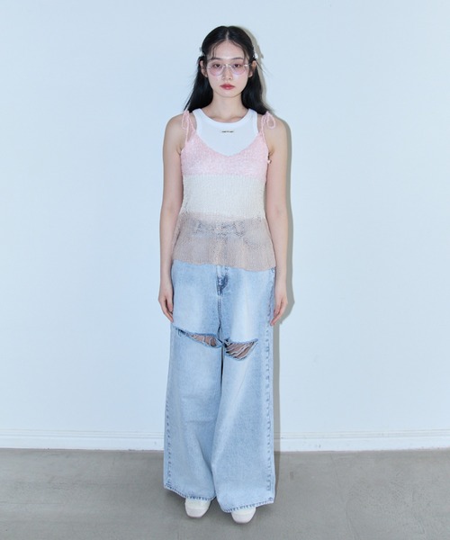 キャミソール crochet border camisole crochet border camisole