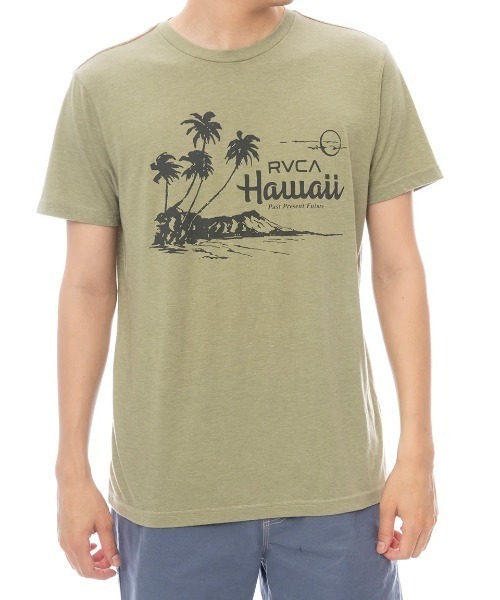 RVCA(ルーカ)の「RVCA メンズ LUAU VISTA SS Tシャツ 【2025年春夏モデル】/ルーカフロントプリント半袖Tシャツ(Tシャツ/カットソー・メンズ・グリーン系その他/ベージュ・LARGE/MEDIUM/SMALL/X-LARGE)」の2枚目の写真
