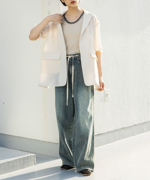 KBF（ケイビーエフ）の「バイカラータンクトップ（タンクトップ・レディース・ライトベージュ/ダークブラウン/ブルー系その他・ONE）」の4枚目の写真