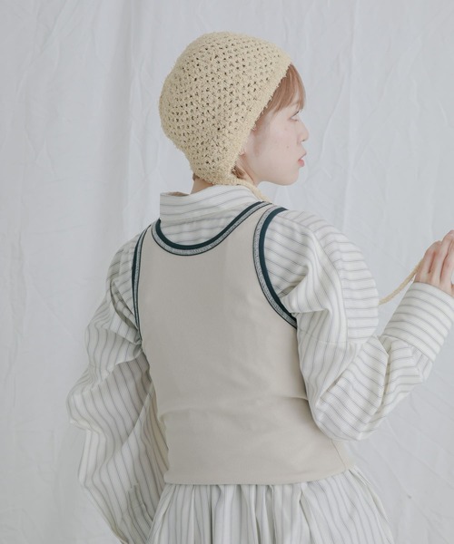 KBF（ケイビーエフ）の「バイカラータンクトップ（タンクトップ・レディース・ライトベージュ/ダークブラウン/ブルー系その他・ONE）」の9枚目の写真