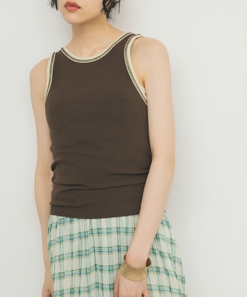 KBF（ケイビーエフ）の「バイカラータンクトップ（タンクトップ・レディース・ライトベージュ/ダークブラウン/ブルー系その他・ONE）」の14枚目の写真
