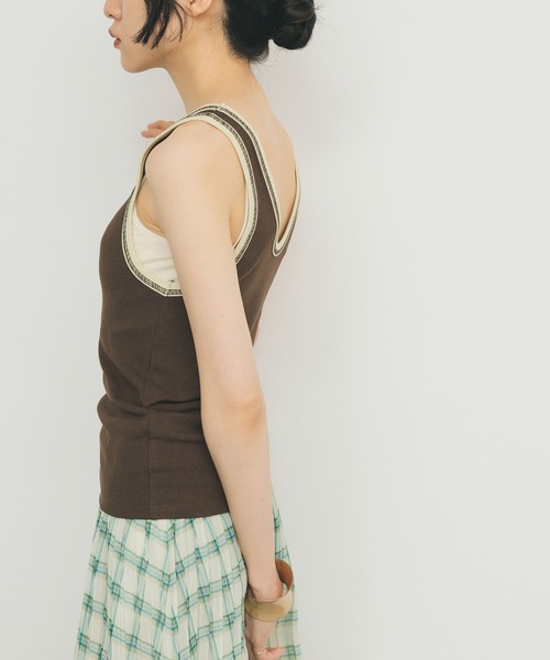 KBF（ケイビーエフ）の「バイカラータンクトップ（タンクトップ・レディース・ライトベージュ/ダークブラウン/ブルー系その他・ONE）」の15枚目の写真