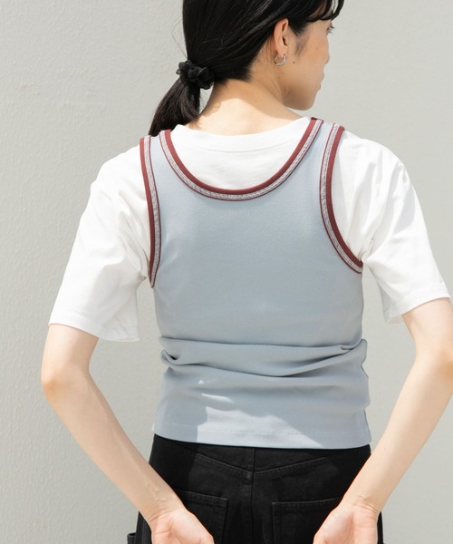 KBF（ケイビーエフ）の「バイカラータンクトップ（タンクトップ・レディース・ライトベージュ/ダークブラウン/ブルー系その他・ONE）」の18枚目の写真