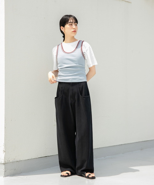 KBF（ケイビーエフ）の「バイカラータンクトップ（タンクトップ・レディース・ライトベージュ/ダークブラウン/ブルー系その他・ONE）」の19枚目の写真