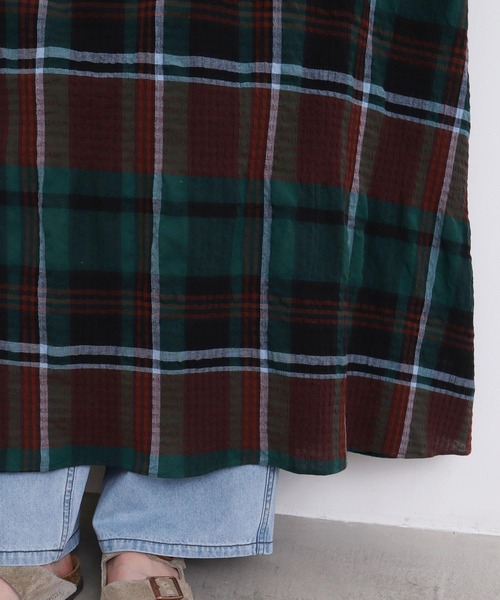 l'atelier du savon（アトリエドサボン）の「●高島ちぢみbig check ふんわりワンピース（ワンピース・レディース・ホワイト/グリーン・FREE）」の20枚目の写真