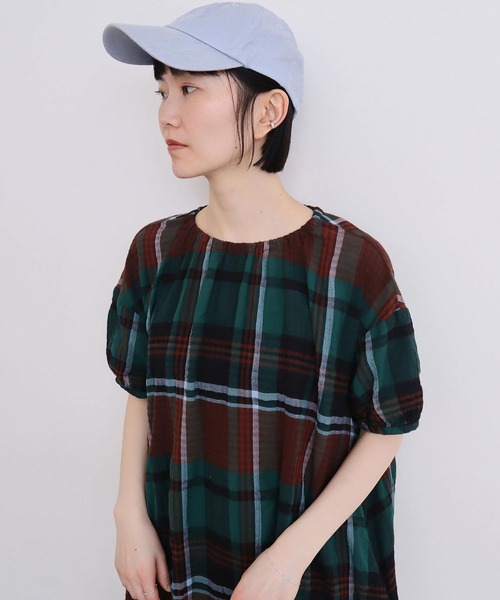 l'atelier du savon（アトリエドサボン）の「●高島ちぢみbig check ふんわりワンピース（ワンピース・レディース・ホワイト/グリーン・FREE）」の15枚目の写真