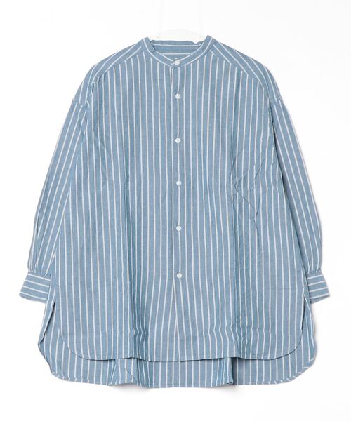 Vincent et Mireille(バンソンエミレイユ)の「【VINCENT ET MIREILLE】BAND COLLAR TUNICバンドカラーチュニック(シャツ/ブラウス・レディース・ネイビー×ホワイト/ホワイト×ブルー・FREE)」の2枚目の写真