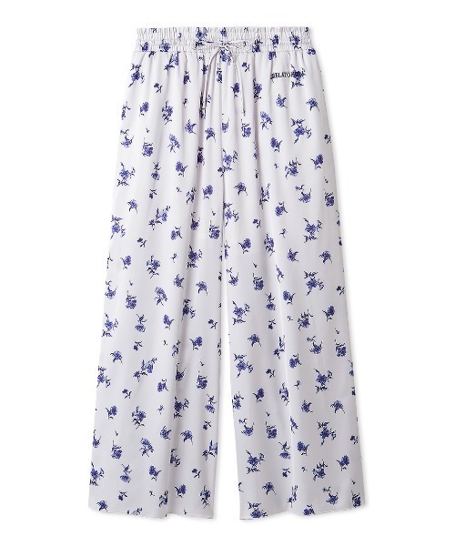 新品未使用　ジェラートピケ　ミュシャ　花柄サテンシャツ　ロングパンツ セール】花柄サテンロングパンツ（ルームウェア/パジャマ