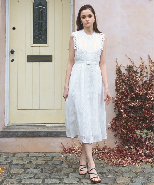 セール】Dot Jacquard Tape Lace one-piece ドットジャガードテープ  