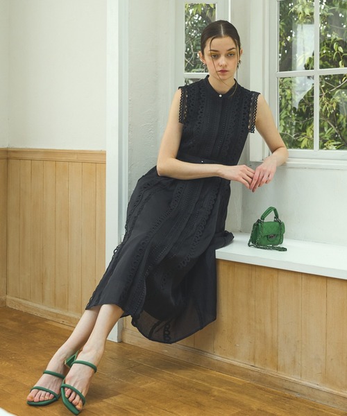 セール】Dot Jacquard Tape Lace one-piece ドットジャガードテープ