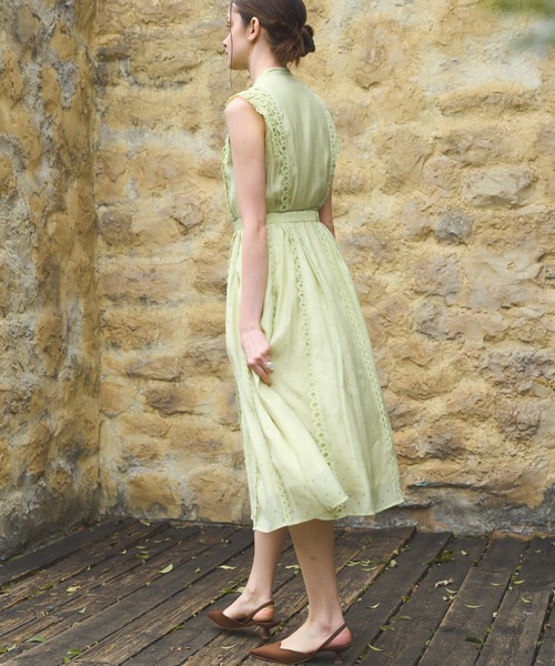 Dot Jacquard Tape Lace one-piece ドットジャガードテープレース