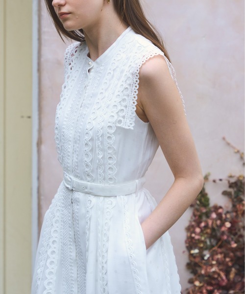 セール】Dot Jacquard Tape Lace one-piece ドットジャガードテープ