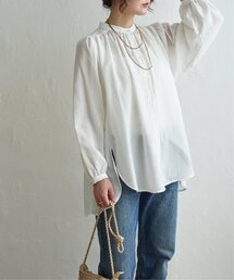気流染めバンドカラーチュニック