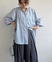 LBC | 気流染めバンドカラーチュニック(シャツ/ブラウス)