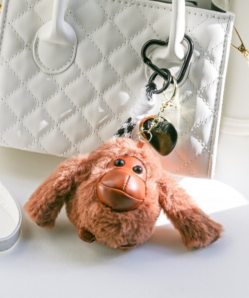 オラウータン ぬいぐるみ チャーム カラビナ ＆ ロープストラップ 付き