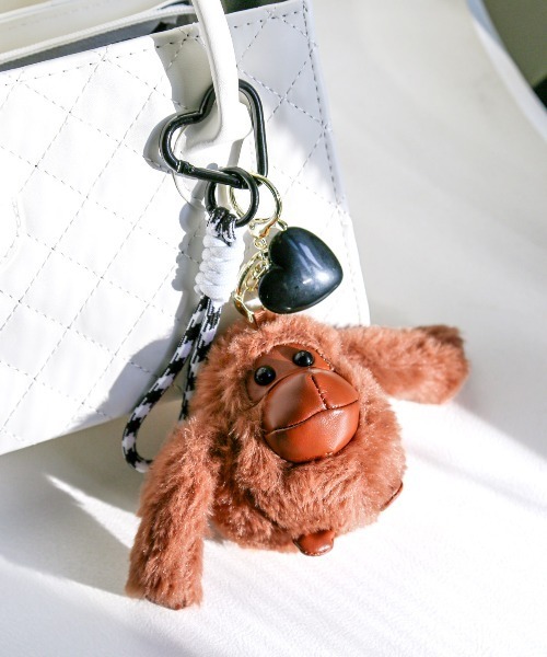 オラウータン ぬいぐるみ チャーム カラビナ ＆ ロープストラップ 付き