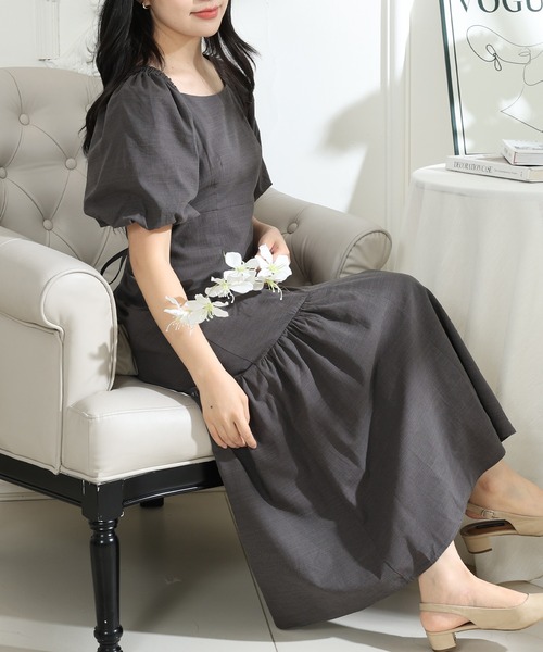 Lace Ladies（レースレディース）の「バックレースアップ パフスリーブ ティアード ロング ワンピース（ワンピース・レディース・ミント/グレー/ブラック・FREE/S）」の7枚目の写真