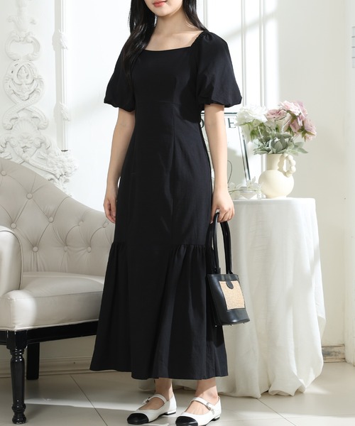 Lace Ladies（レースレディース）の「バックレースアップ パフスリーブ ティアード ロング ワンピース（ワンピース・レディース・ミント/グレー/ブラック・FREE/S）」の15枚目の写真
