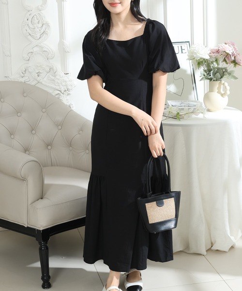 Lace Ladies（レースレディース）の「バックレースアップ パフスリーブ ティアード ロング ワンピース（ワンピース・レディース・ミント/グレー/ブラック・FREE/S）」の17枚目の写真