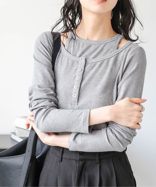 セール】アメスリ＆ヘンリーネックトップス（Tシャツ/カットソー