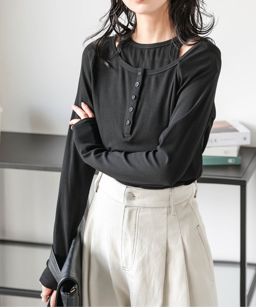トップス amelie セール】アメスリ＆ヘンリーネックトップス（Tシャツ/カットソー