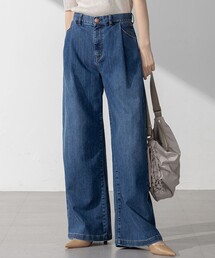 【FUDGE掲載/接触冷感】23区DENIM サマー タック ワイド パンツ