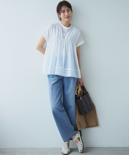Oggi6月号掲載/接触冷感】23区DENIM サマー タック ワイド