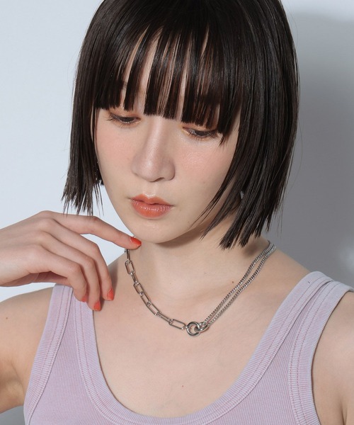 PAGEBOY（ページボーイ）の「Ｗリングチェーンネックレス（ネックレス・レディース・シルバー/ゴールド・FREE）」の2枚目の写真