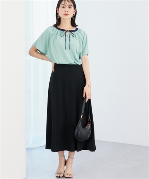 7days Life Styling(セブンデイズライフスタイリング)の「【ひんやり接触冷感】シルケット加工フレアスカート<大きいサイズ有>(スカート・レディース・ネイビー/ブラック・3L/S/M/L/LL)」の3枚目の写真