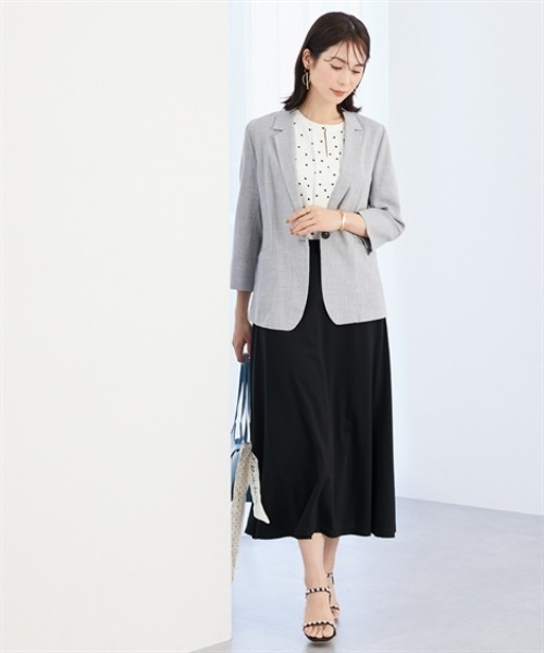 7days Life Styling(セブンデイズライフスタイリング)の「【ひんやり接触冷感】シルケット加工フレアスカート<大きいサイズ有>(スカート・レディース・ネイビー/ブラック・3L/S/M/L/LL)」の4枚目の写真