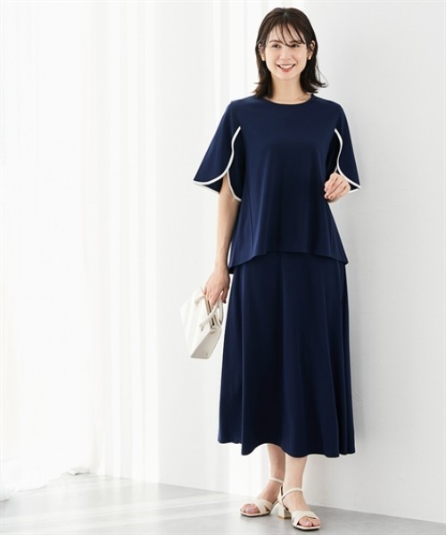 7days Life Styling(セブンデイズライフスタイリング)の「【ひんやり接触冷感】シルケット加工フレアスカート<大きいサイズ有>(スカート・レディース・ネイビー/ブラック・3L/S/M/L/LL)」の6枚目の写真