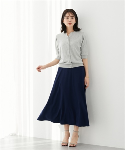 7days Life Styling(セブンデイズライフスタイリング)の「【ひんやり接触冷感】シルケット加工フレアスカート<大きいサイズ有>(スカート・レディース・ネイビー/ブラック・3L/S/M/L/LL)」の7枚目の写真