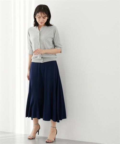 7days Life Styling(セブンデイズライフスタイリング)の「【ひんやり接触冷感】シルケット加工フレアスカート<大きいサイズ有>(スカート・レディース・ネイビー/ブラック・3L/S/M/L/LL)」の8枚目の写真