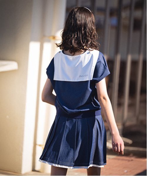 セール】【Cuugal掲載】カットデニムプリーツスカパン（スカート