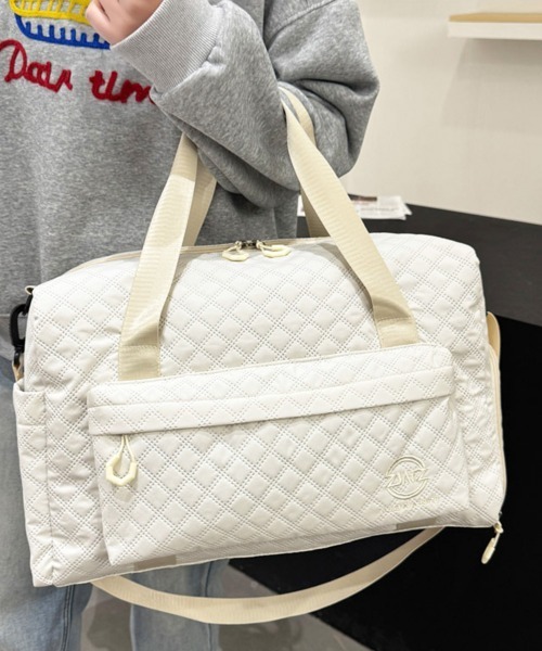 Miniministore(ミニミニストア)の「ボストンバッグキルティング修学旅行カバン(ボストンバッグ・レディース・ブルーグリーン/ピンク/ラベンダー/ブラック/スモークピンク/オフホワイト・FREE)」の8枚目の写真
