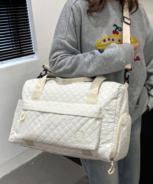 Miniministore(ミニミニストア)の「ボストンバッグキルティング修学旅行カバン(ボストンバッグ・レディース・ブルーグリーン/ピンク/ラベンダー/ブラック/スモークピンク/オフホワイト・FREE)」の9枚目の写真