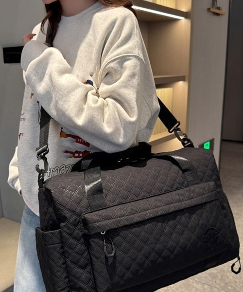 Miniministore(ミニミニストア)の「ボストンバッグキルティング修学旅行カバン(ボストンバッグ・レディース・ブルーグリーン/ピンク/ラベンダー/ブラック/スモークピンク/オフホワイト・FREE)」の13枚目の写真