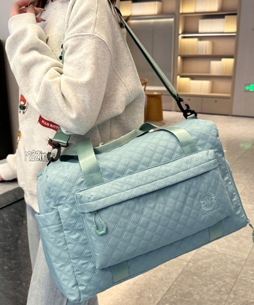 Miniministore(ミニミニストア)の「ボストンバッグキルティング修学旅行カバン(ボストンバッグ・レディース・ブルーグリーン/ピンク/ラベンダー/ブラック/スモークピンク/オフホワイト・FREE)」の17枚目の写真