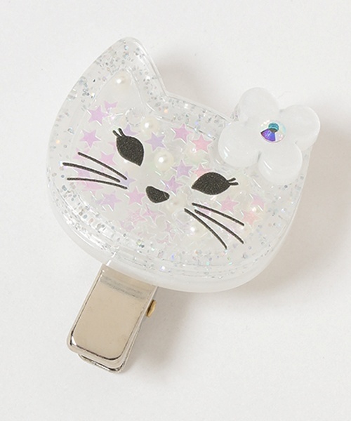 ANNA SUI mini(アナスイ・ミニ)の「アクリルネコヘアクリップ【日本製】(バレッタ/ヘアクリップ・キッズ・ホワイト・F)」の1枚目の写真