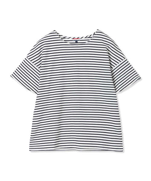 Petit Honfleur(プチオンフルール)の「【接触冷感・UVカット】オーガニックコットンフリルスリーブボーダーTシャツ(Tシャツ/カットソー・レディース・ホワイト/レッド/ブルー・M/L)」の19枚目の写真