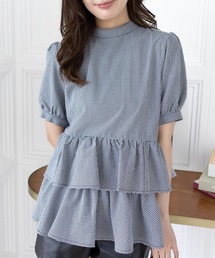 CLEAR BASIC | 2way無地&柄リボンペプラムブラウス[オフィスカジュアル 着回し抜群 大人 カジュアル]≪2025SS新作≫(シャツ/ブラウス)